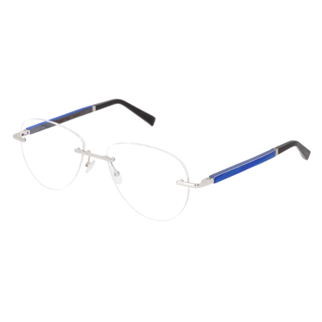 lunettes de vue percée gold & wood forme aviator avec des branches bleues sur fond blanc