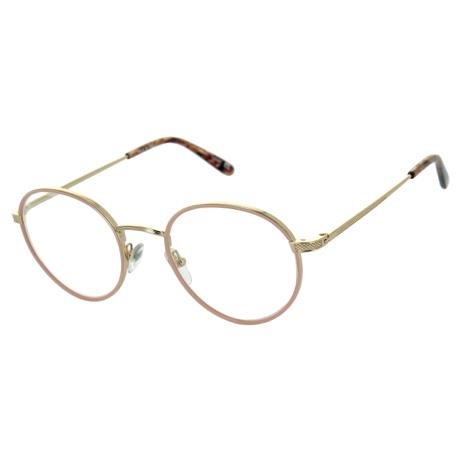 lunettes de vue rondes Paul & Joe modèle Rosy couleur rose clair et or